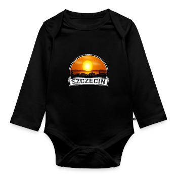 Szczecin Pologne Skyline Vintage Sunset Travel Souv - Body Bébé bio manches longues - noir - Devant
