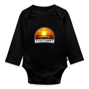 Stuttgart Allemagne Skyline Vintage Sunset Travel So - Body Bébé bio manches longues - noir - Devant
