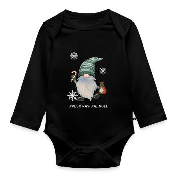 J'peux pas j 'ai NOEL - Body Bébé bio manches longues - noir - Devant