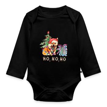 Weihnachtshund Shiba Inu - Baby Bio-Langarm-Body - Schwarz - Vorne