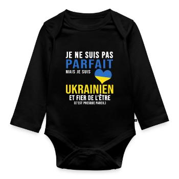 ukraine ukrainien parfait drapeau ukraine - Body Bébé bio manches longues - noir - Devant