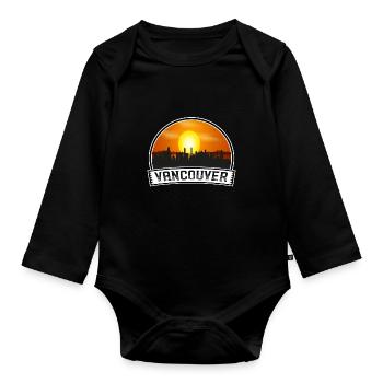 Vancouver Canada Skyline Vintage Sunset Travel Sou - Body Bébé bio manches longues - noir - Devant