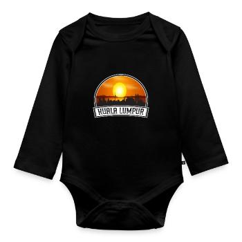 Kuala Lumpur Malaysia Skyline Vintage Sunset Trave - Baby Bio-Langarm-Body - Schwarz - Vorne