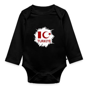 Turkey Love - Organic Longsleeve Baby Bodysuit - black - Front