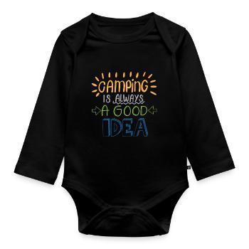 Camping Idea - Baby Bio-Langarm-Body - Schwarz - Vorne