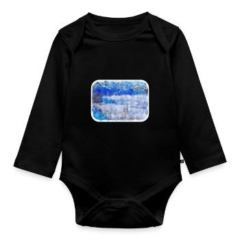 Europa Aquarellskizze Handgezeichnete Illustration - Baby Bio-Langarm-Body - Schwarz - Vorne