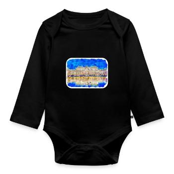 Vienna Austria Watercolor Sketch Illustration - Organic Longsleeve Baby Bodysuit - black - Front