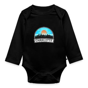 Charlotte North Carolina Usa Skyline Vintage Sunse - Organic Longsleeve Baby Bodysuit - black - Front