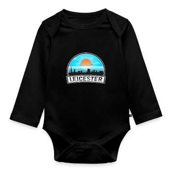 Leicester Angleterre Skyline Vintage Sunset Travel So - Body Bébé bio manches longues - noir - Devant