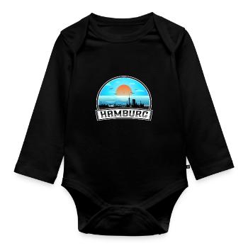 Hambourg Allemagne Skyline Vintage Sunset Travel Souv - Body Bébé bio manches longues - noir - Devant