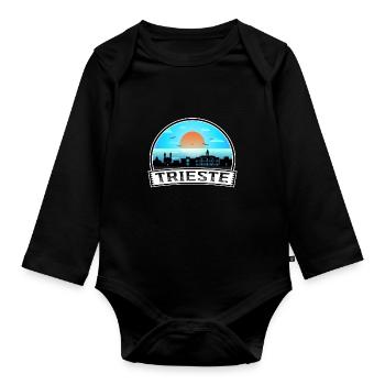 Trieste Italie Skyline Vintage Sunset Travel Souven - Body Bébé bio manches longues - noir - Devant