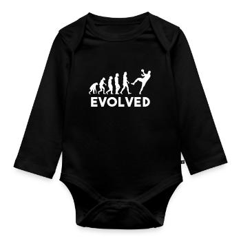 Évolution du handball - Body Bébé bio manches longues - noir - Devant