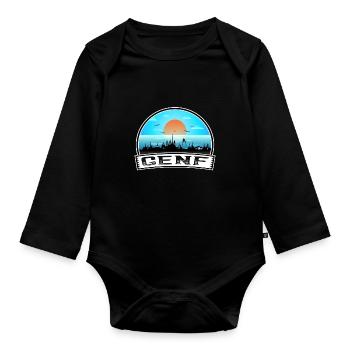 Genf Schweiz Skyline Vintage Sunset Travel Sou - Baby Bio-Langarm-Body - Schwarz - Vorne