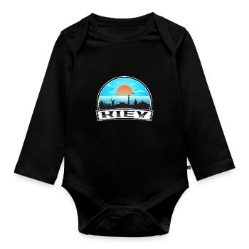 Kiew Ukraine Skyline Vintage Sonnenuntergang Reise Souveni - Baby Bio-Langarm-Body - Schwarz - Vorne