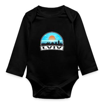 Lviv Ukraine Skyline Vintage Sunset Travel Souveni - Body Bébé bio manches longues - noir - Devant