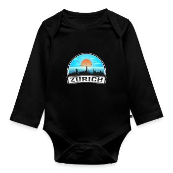 Zurich Suisse Skyline Vintage Sunset Travel S - Body Bébé bio manches longues - noir - Devant