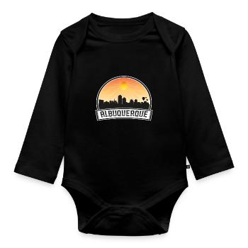 Albuquerque New Mexico Usa Skyline Vintage Sunset - Organic Longsleeve Baby Bodysuit - black - Front