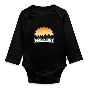 Columbus Ohio États-Unis Skyline Vintage Sunset Travel So - Body Bébé bio manches longues - noir - Devant