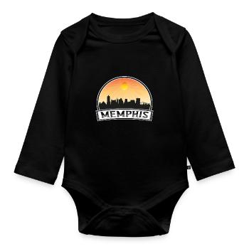 Memphis Tennessee Usa Skyline Vintage Sunset Trave - Organic Longsleeve Baby Bodysuit - black - Front