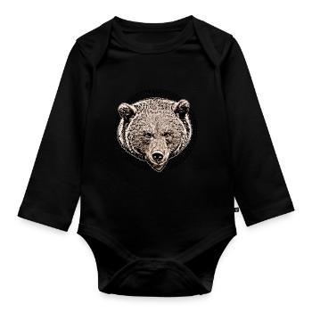 Grizzly - Organic Longsleeve Baby Bodysuit - black - Front