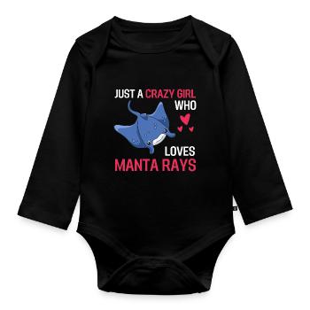 Ocean Animal Rays Girl Gift Manta Rays - Organic Longsleeve Baby Bodysuit - black - Front