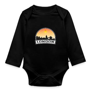 Londres Angleterre Skyline Vintage Sunset Travel Souve - Body Bébé bio manches longues - noir - Devant