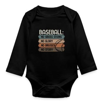 Baseball - Baby Bio-Langarm-Body - Schwarz - Vorne