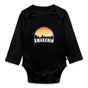 Lodz Pologne Skyline Vintage Sunset Souvenir de voyage - Body Bébé bio manches longues - noir - Devant