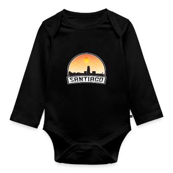 Santiago Chile Skyline Vintage Sunset Travel Souve - Baby Bio-Langarm-Body - Schwarz - Vorne