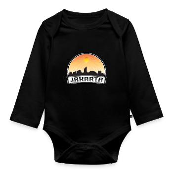 Jakarta Indonésie Skyline Vintage Sunset Travel So - Body Bébé bio manches longues - noir - Devant