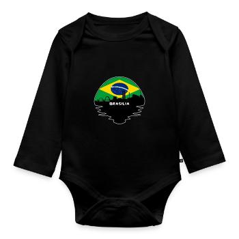Brasilia Brazil Flag Skyline Silhouette Travel - Organic Longsleeve Baby Bodysuit - black - Front