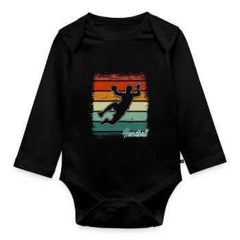 Handball Handballer - Baby Bio-Langarm-Body - Schwarz - Vorne