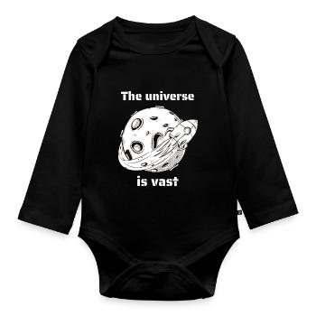 The Universe Is Vast Retro Outer Space Designs - Baby Bio-Langarm-Body - Schwarz - Vorne