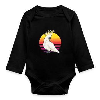 Kakadu im Sonnenaufgang - Baby Bio-Langarm-Body - Schwarz - Vorne