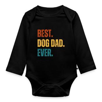 Bester Hunde Papa Vatertag Geschenk Retro Hunde - Baby Bio-Langarm-Body - Schwarz - Vorne