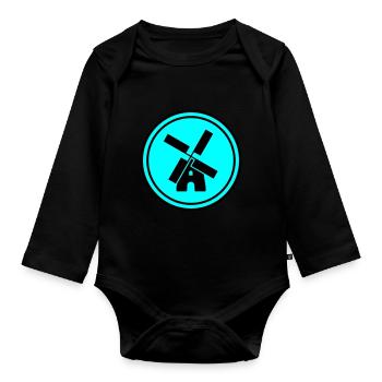 Windmill Circle - Organic Longsleeve Baby Bodysuit - black - Front