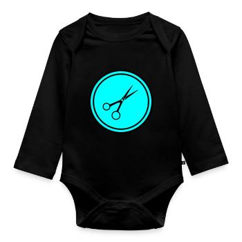 Ciseaux Barbier Cercle - Body Bébé bio manches longues - noir - Devant