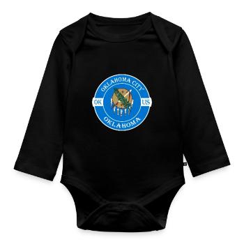 Oklahoma City Oklahoma Flag USA Souvenir Badge - Organic Longsleeve Baby Bodysuit - black - Front