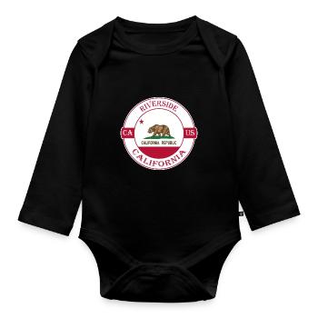 Riverside Kalifornien Flagge USA Souvenir Abzeichen - Baby Bio-Langarm-Body - Schwarz - Vorne