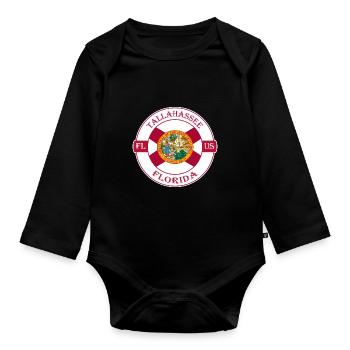 Tallahassee Florida Flagge USA Reise Souvenir Abzeichen - Baby Bio-Langarm-Body - Schwarz - Vorne