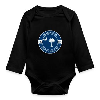 Charleston South Carolina Flagge USA Reise Souvenir - Baby Bio-Langarm-Body - Schwarz - Vorne