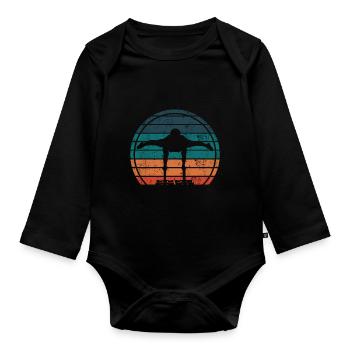 Calisthenics Push Up Training Vintage Retro - Baby Bio-Langarm-Body - Schwarz - Vorne
