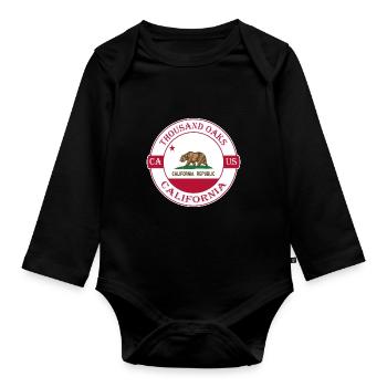 Thousand Oaks California Flag USA Souvenir Logo - Organic Longsleeve Baby Bodysuit - black - Front