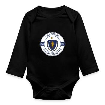 Cambridge Massachusetts Flag USA Souvenir Badge - Body Bébé bio manches longues - noir - Devant