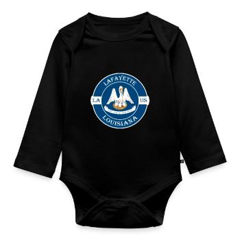 Lafayette Louisiana Flag USA Travel Souvenir Badge - Body Bébé bio manches longues - noir - Devant
