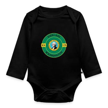 Kirkland Washington Flagge USA Reise Souvenir Abzeichen - Baby Bio-Langarm-Body - Schwarz - Vorne