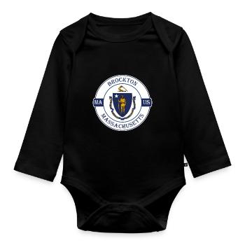Brockton Massachusetts Flag USA Souvenir Badge - Body Bébé bio manches longues - noir - Devant