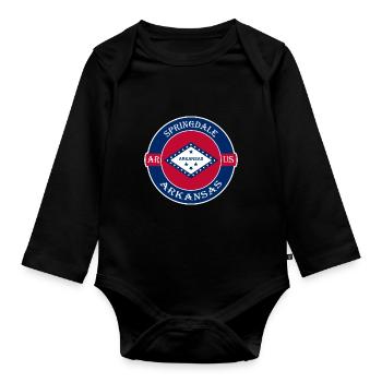 Springdale Arkansas Flagge USA Reise Souvenir Abzeichen - Baby Bio-Langarm-Body - Schwarz - Vorne