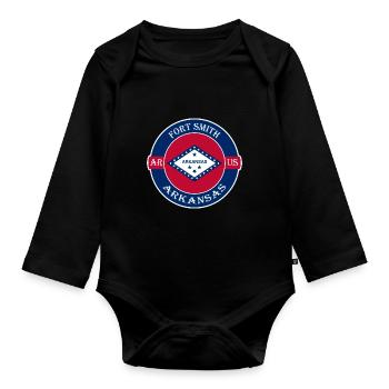 Fort Smith Arkansas Flagge USA Reise Souvenir Abzeichen - Baby Bio-Langarm-Body - Schwarz - Vorne