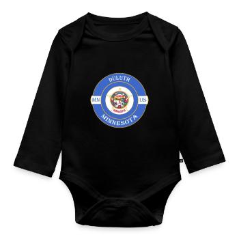 Duluth Minnesota Flagge USA Reise Souvenir Abzeichen - Baby Bio-Langarm-Body - Schwarz - Vorne